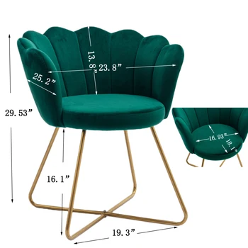 Зеленое бархатное кресло для отдыха С железными ножками, покрытыми металлом, подходит для офиса, гостиной, комплект из 2 предметов.