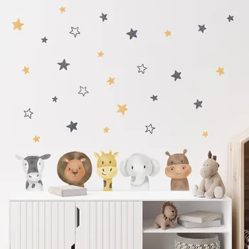 Бохо мультяшный слон, жираф, животные, звезды, наклейки на стены, виниловые наклейки на стены в стиле каваи для детской комнаты, украшение детской комнаты