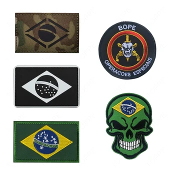 ПВХ Нашивка с флагом страны Бразилия, тактические военные декоративные вышитые бразильские мультикамерные ИК-нашивки, значки-аппликации