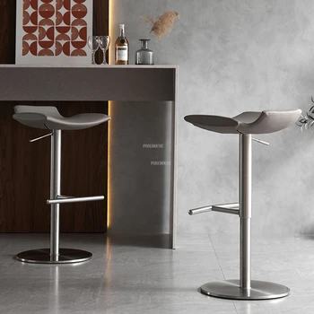 Легкие роскошные барные стулья из нержавеющей стали, современная барная мебель, простой высокий табурет, барный стул для домашней кухни, Скандинавский подъемный барный стул
