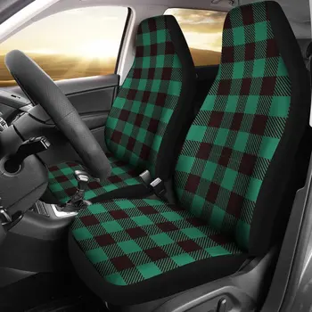 Клетчатые Шотландские зеленые пледы, чехлы для сидений, Комплект чехлов для автомобильных сидений, 2 шт., Автомобильные аксессуары, автомобильные коврики