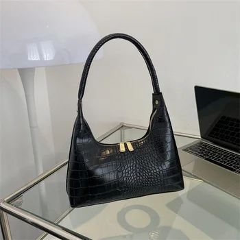Женская сумка через плечо в винтажном стиле с рисунком крокодиловой кожи, сумки для подмышек из искусственной кожи, женские дизайнерские сумки