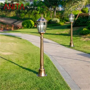 ANITA Уличная ретро Солнечная лампа для газона, классическая Бронзовая Водонепроницаемая Домашняя дорожка для виллы, украшение сада