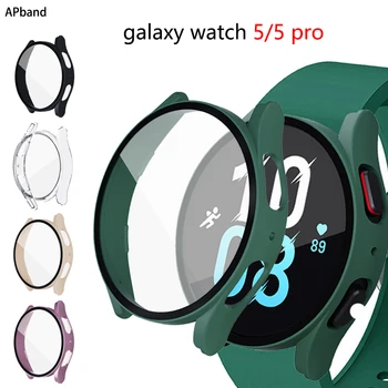 Стекло + чехол для Samsung Galaxy watch 5 4 44 мм 40 мм Аксессуары для ПК универсальный противоударный бампер watch5 watch4 Протектор экрана