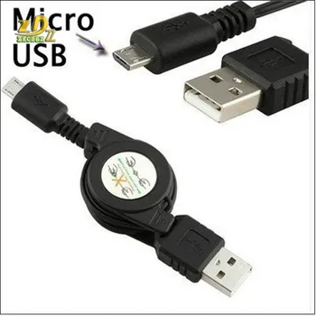 100 шт./лот, высококачественный черный кабель Micro USB, стиль ленты, выдвижной для HTC Blackberry Sumsang Galaxy S2 I9100