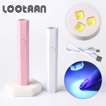 Ручная лампа для ногтей LOOTAAN с шестигранной головкой, Небольшой портативный Накопитель энергии, Мини-сушилка для ногтей, Светотерапия, Инструменты для маникюра