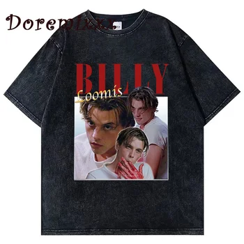 Футболка Билли Лумиса 90-х, унисекс, винтажная футболка 90-х, мужские Женские футболки из хлопка, выстиранные, кричащие от ужаса, Забавная уличная одежда в стиле хип-хоп