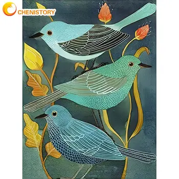 Современная алмазная картина CHENISTORY с птицами в рамке Для взрослых и детей, Настенный декор, Вышивка крестиком, подарок для весенних поделок