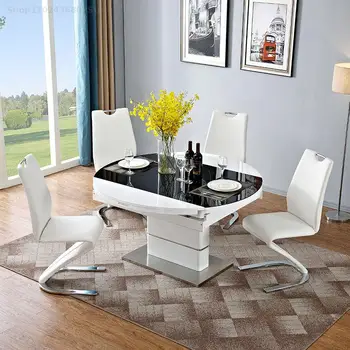 Белый обеденный стул из нержавеющей стали, современный минималистичный бытовой кожаный стул со спинкой, стол в ресторане, мягкий стул-сумка, светильник