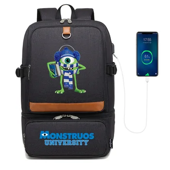Рюкзаки Disney Monsters University, сумки для ноутбуков, изолированный отсек, USB-порт, водонепроницаемая сумка-холодильник, школьная сумка для ланча для пикника.