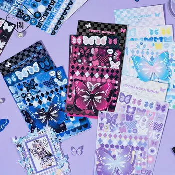 Kawaii 6шт Красочные наклейки для фотокарточек с бабочками Kpop Декоративный Материал Diy Дневник для ноутбука Наклейка для школьных принадлежностей