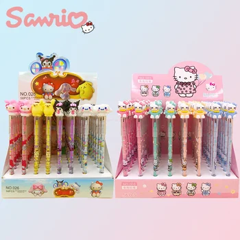 56шт Механический карандаш Sanrio Hello Kitty Cinnamoroll, Студенческие силиконовые наконечники, карандаш для письма, Школьные принадлежности, Канцелярские принадлежности Оптом