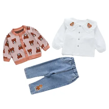 Комплект детской одежды из 3 предметов для девочек, Весна-осень, хлопок, 2021, Новый свитер 