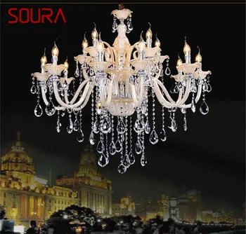 Люстры в европейском стиле SOURA, светодиодные свечи, хрустальные подвесные светильники, роскошные декоративные приспособления для дома, гостиничного холла