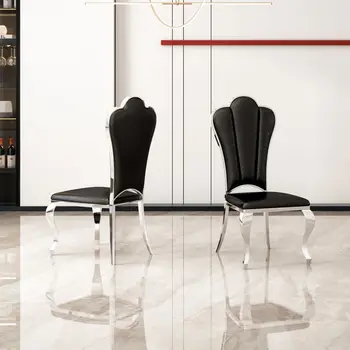 Современные обеденные стулья из кожзаменителя, набор из 2-х, уникальный дизайн спинки с полосатым стулом без подлокотников