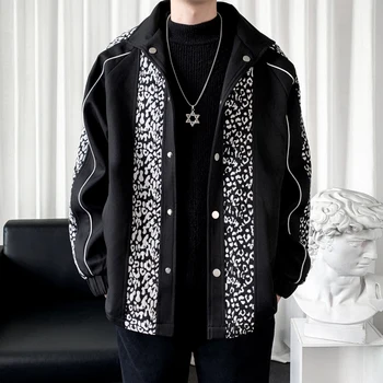 Куртки с леопардовым принтом Для мужчин и женщин, осенне-зимнее пальто в стиле хип-хоп, повседневная Красивая Модная Свободная Высококачественная куртка в стиле пэчворк