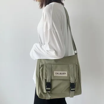Японская простая сумка-мессенджер, Корейская сумка, студенческая нейлоновая водонепроницаемая холщовая сумка, сумки через плечо для женщин, повседневные сумки