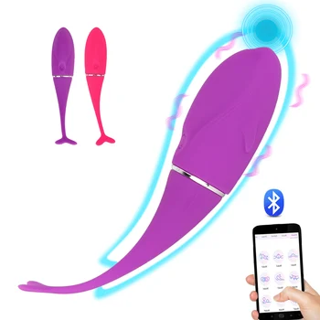 Секс-игрушки для женщин с управлением через приложение Bluetooth, анальная пробка Sexy Dolphin, 10 режимов, Вибраторы, Стимулятор клитора, Вагинальный массажер