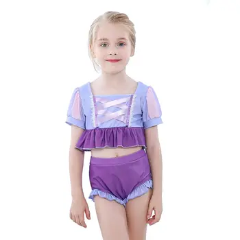 Детский запутанный купальник принцессы Рапунцель, летний Пляжный топ, шорты, наряды для девочек, Детский карнавальный костюм на Хэллоуин