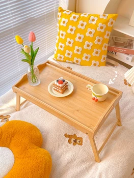 Складной столик на открытом воздухе с деревянным каркасом, легко устанавливаемый на прикроватный столик для пикника, складной компьютерный столик для ноутбука, Небольшой офисный стол, Маленький столик