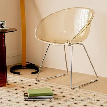 Скандинавский металлический прозрачный обеденный стул milk tea shop креативный хрустальный стул акриловый пластиковый стул
