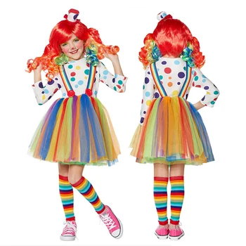 Комплект костюмов радужного клоуна Wave Point на Хэллоуин, детская униформа, театральный реквизит для праздничной школьной вечеринки, костюм клоуна
