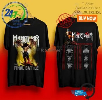 Manowar The Final Battle Tour Тур по США 2019, черная футболка, размер S 3Xl