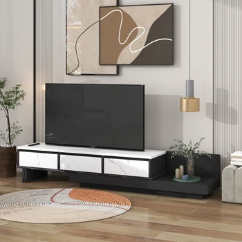 Подставка для телевизора белая медиа-консоль с 3 выдвижными ящиками