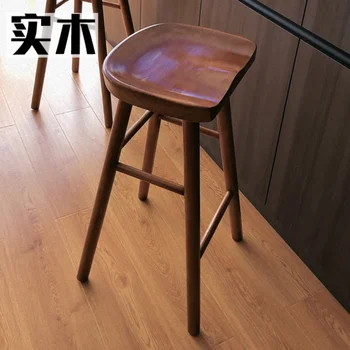 Барный стул из массива скандинавского дерева, направляющий стул, барный стул из черного ореха, домашний обеденный стул, высокий табурет, стульчик для кормления, Простая домашняя мебель