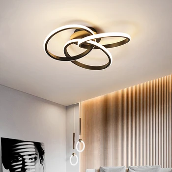 Современный простой художественный дизайн Светодиодная люстра для гостиной спальни Столовой Кухни Потолочный светильник для прохода Кольцо с дистанционным управлением