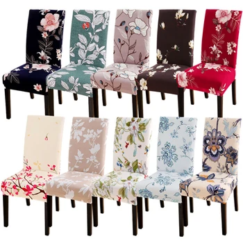 Съемный чехол для стула В столовой с цветочным рисунком Эластичные Чехлы для сидений стульев для кухни Столовой Свадебного банкета Дома