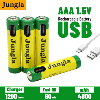 100% Reale Kapazität 1,5 V AAA 4800mAh USB Aufladbare Li-Ion Batterie Für Fernbedienung Drahtlose Maus + Lade Linie