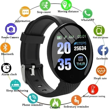D18 Смарт-Часы Для Мужчин Для Женщин Smartwatch Браслет Сердечного Ритма Приборы Для Измерения Артериального Давления Фитнес Трекер Спорт Smartband Для IOS Android 119 Плюс