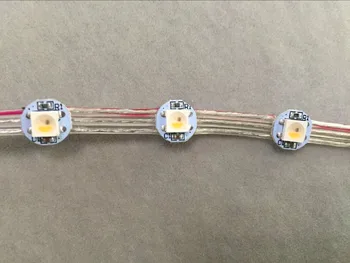 DC5V 100шт/строка адресуемого светодиода SK6812-RGBW (теплый белый) с радиатором (10 мм * 3 мм); расстояние между проводами 5 см; со всеми прозрачными проводами