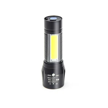 Многофункциональный рабочий светильник CREE XPE + COB Mini USB, заряжаемый светодиодным фонариком с масштабированием (встроенный аккумулятор)