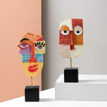 INS Скандинавские абстрактные фигурки с лицами для интерьера из смолы Креативное настольное искусство с человеческим лицом для дома Инновационные продукты И Аксессуары