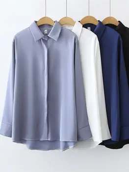 Модные однотонные женские рубашки, женские блузки, весенне-осенние рубашки с длинным рукавом, топы, Blusas Mujer PZ4468