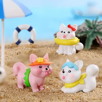 5шт Модная очаровательная фигурка собаки для пляжной вечеринки, украшение, пластиковая мини-модель собаки, реалистичный внешний вид, настольная поставка