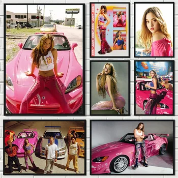 Винтажный Девон-Аоки, Розовый гоночный автомобиль, модель Тысячелетия, плакат, холст, картина 