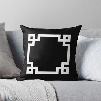 Черно-белый греческий ключ Квадратная подушка для дивана, Наволочки, чехлы для подушек, диван