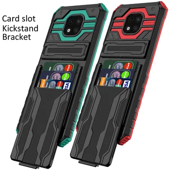 Чехол для карт памяти для Motorola Moto G Power 2021 Кронштейн подставки Гибридная броня Прочный держатель сумки для карт Защитный чехол для кармана