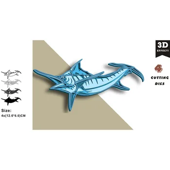 Новая рыба-меч - многослойная металлическая режущая матрица, штампы для вырезок / украшение для фотоальбома, тисненая бумажная открытка 