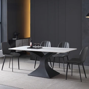 Современные обеденные столы в стиле минимализма, стальные обеденные столы для квартиры, дизайнерские металлические обеденные столы для гостиной, мебель для кухни Hogar WZ