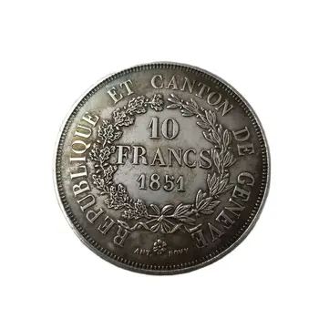 1851 Швейцария Посеребренные монеты Lucky Magic Предметы коллекционирования Монеты КОПИИ медалей Монеты Рождественские подарки #189-1