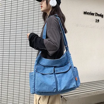 Винтажная ковбойская сумка через плечо, женская однотонная сумка большой емкости, модные новые трендовые сумки через плечо, качественная сумка роскошного бренда
