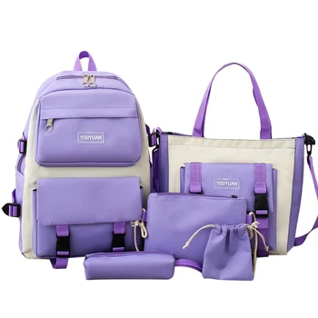 Брезентовый рюкзак большой емкости для школьников, подростковый рюкзак, сумка-мессенджер, канцелярский набор, сумка для книг