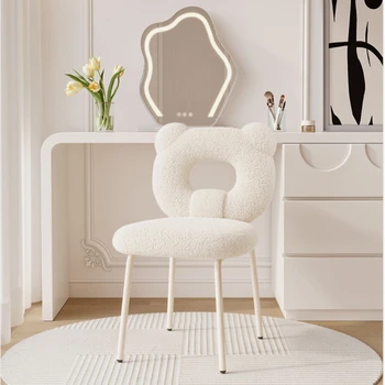 Современные простые обеденные стулья, комод из шерсти ягненка для спальни, Креативная мебель со спинкой для дома, стул для маникюра с устойчивой опорой