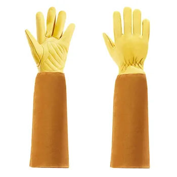 Садовые перчатки для женщин и мужчин, перчатки из коровьей кожи для обрезки роз Thron Proof с длинной защитной рукавицей для предплечий-S