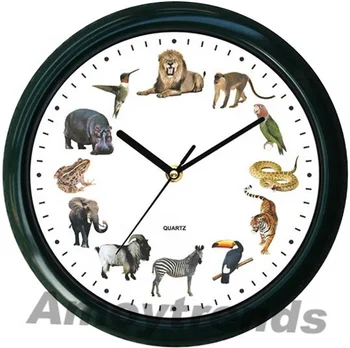 Фирменные детские настенные часы со звуками диких животных, 10 