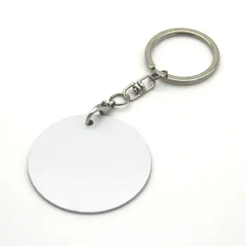 Персонализированный брелок для ключей сублимации с круглым диском, с обеих сторон, белый алюминиевый брелок для ключей с теплопередачей, подвеска
